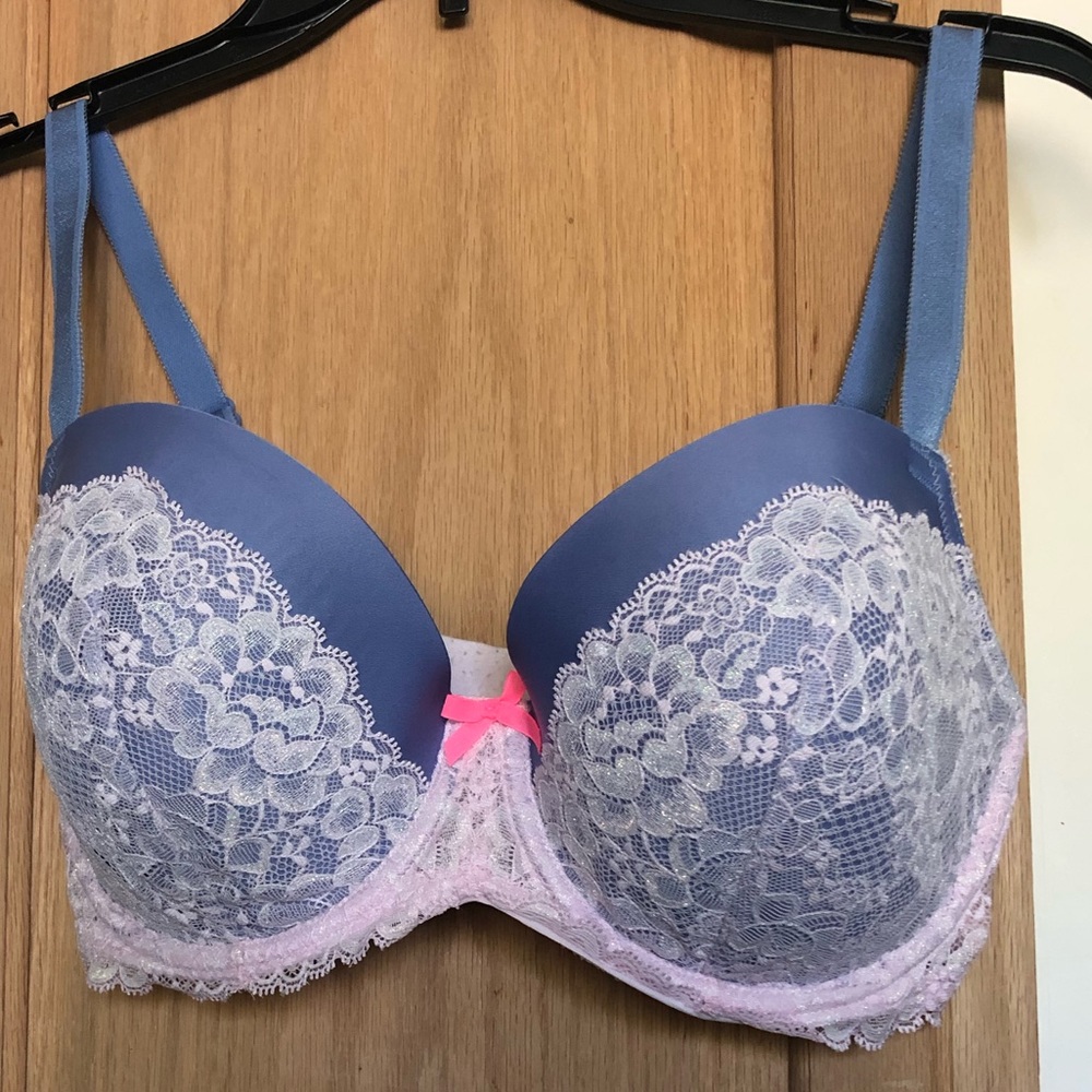 Victoria's Secret Blue and Pink Lace Bra
